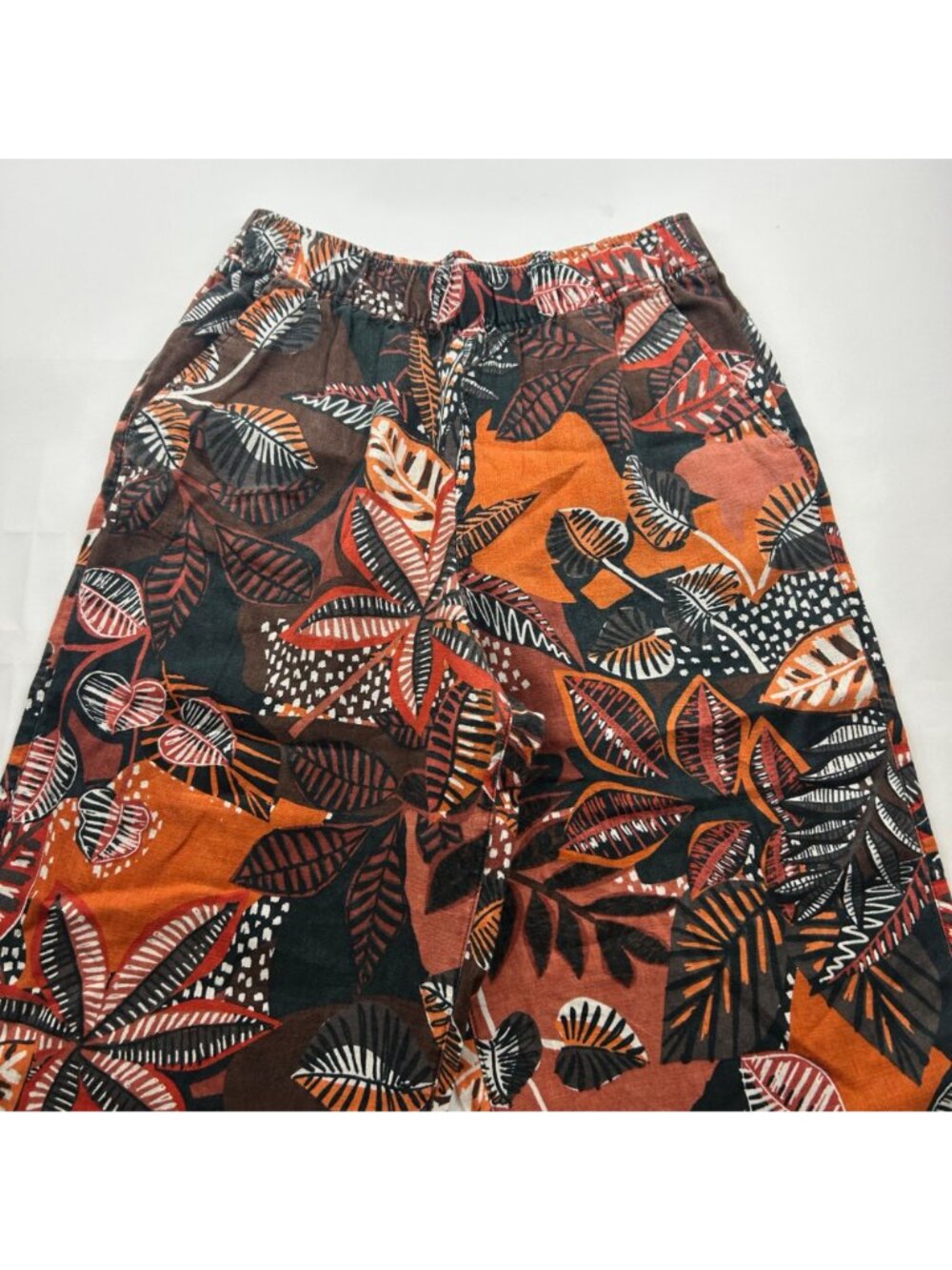 Cynthia Rowley Dark Palm Print Linen Lounge Pant L - Picture 2 of 8